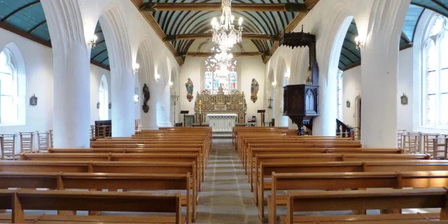 View of the nave of Notre Dame Izel Vor church