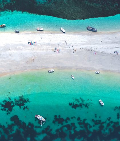 White sand turquoise water